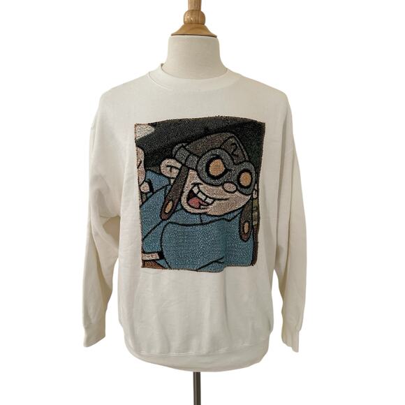 HOI Men White Crew Neck Long Sleeves Graphic Sweatshirt Size XL - Picture 2 of 7